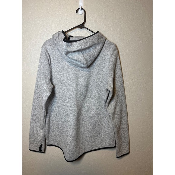 Danskin Now Heather Gray Funnel Neck Thumb Hole Hoodie Pullover Athleisure - Picture 2 of 4